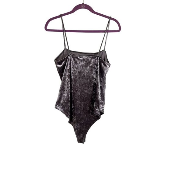 Forever 21 Bodysuit Women L Purple Tank High Cut Velvet Retro Y2K Boho Western - Picture 7 of 10